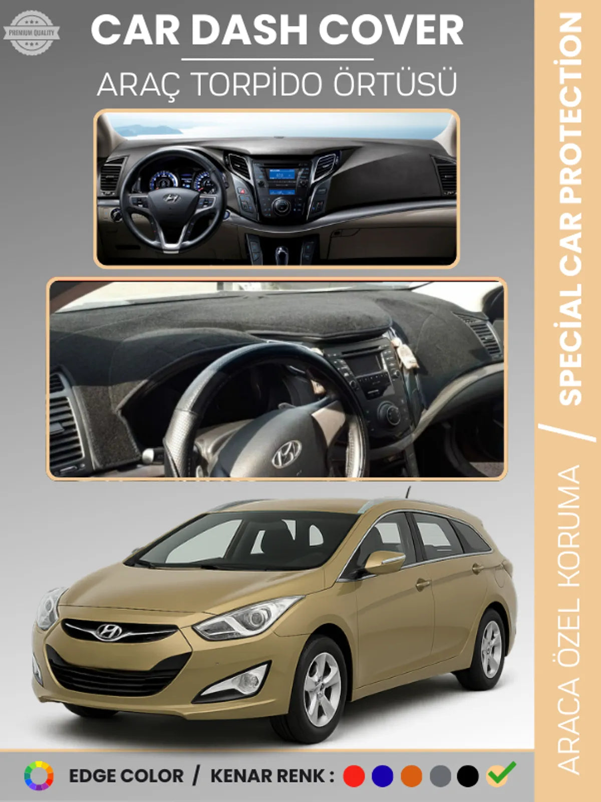 HYUNDAI i40 (2011-2019) Uyumlu Torpido Örtüsü Araca Özel Ön Göğüs Koruma