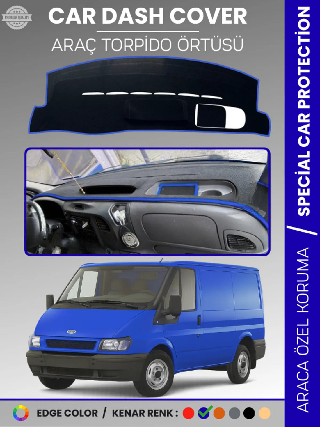 FORD TRANSİT (2006-2012) Uyumlu Torpido Örtüsü Araca Özel Ön Göğüs Koruma