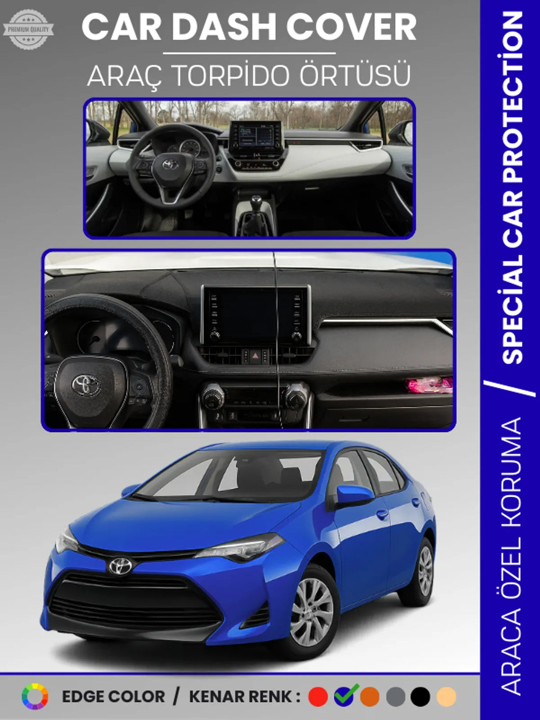 TOYOTA COROLLA (2019+) Uyumlu Torpido Örtüsü Araca Özel Ön Göğüs Koruma