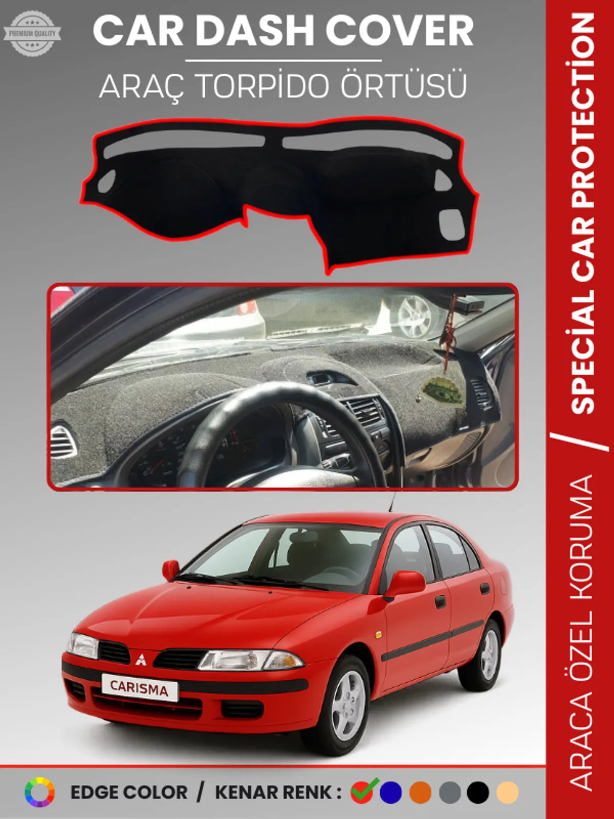 MITSUBISHI CARISMA KÜÇÜK EKRAN (1995-2004) Uyumlu Torpido Örtüsü Araca Özel Ön Göğüs Koruma