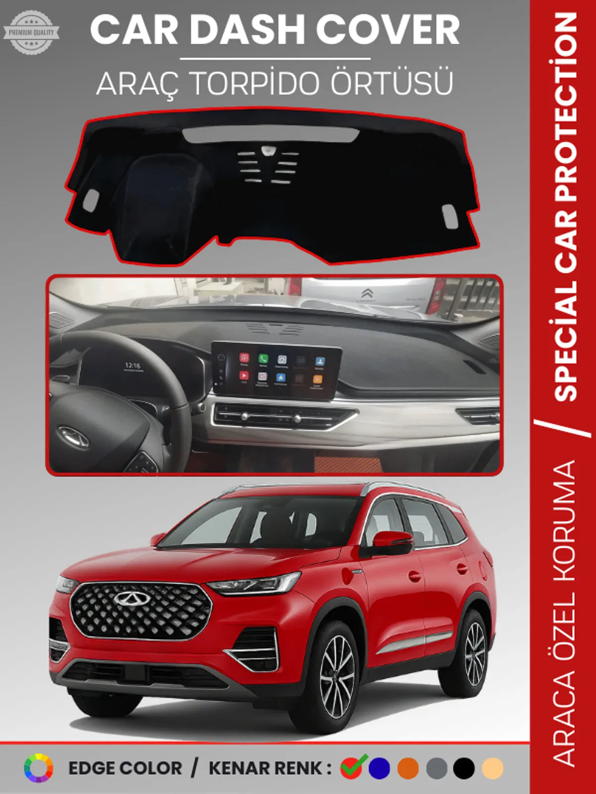 Chery Tiggo 8 Pro (2020+) Uyumlu Torpido Örtüsü Araca Özel Ön Göğüs Koruma