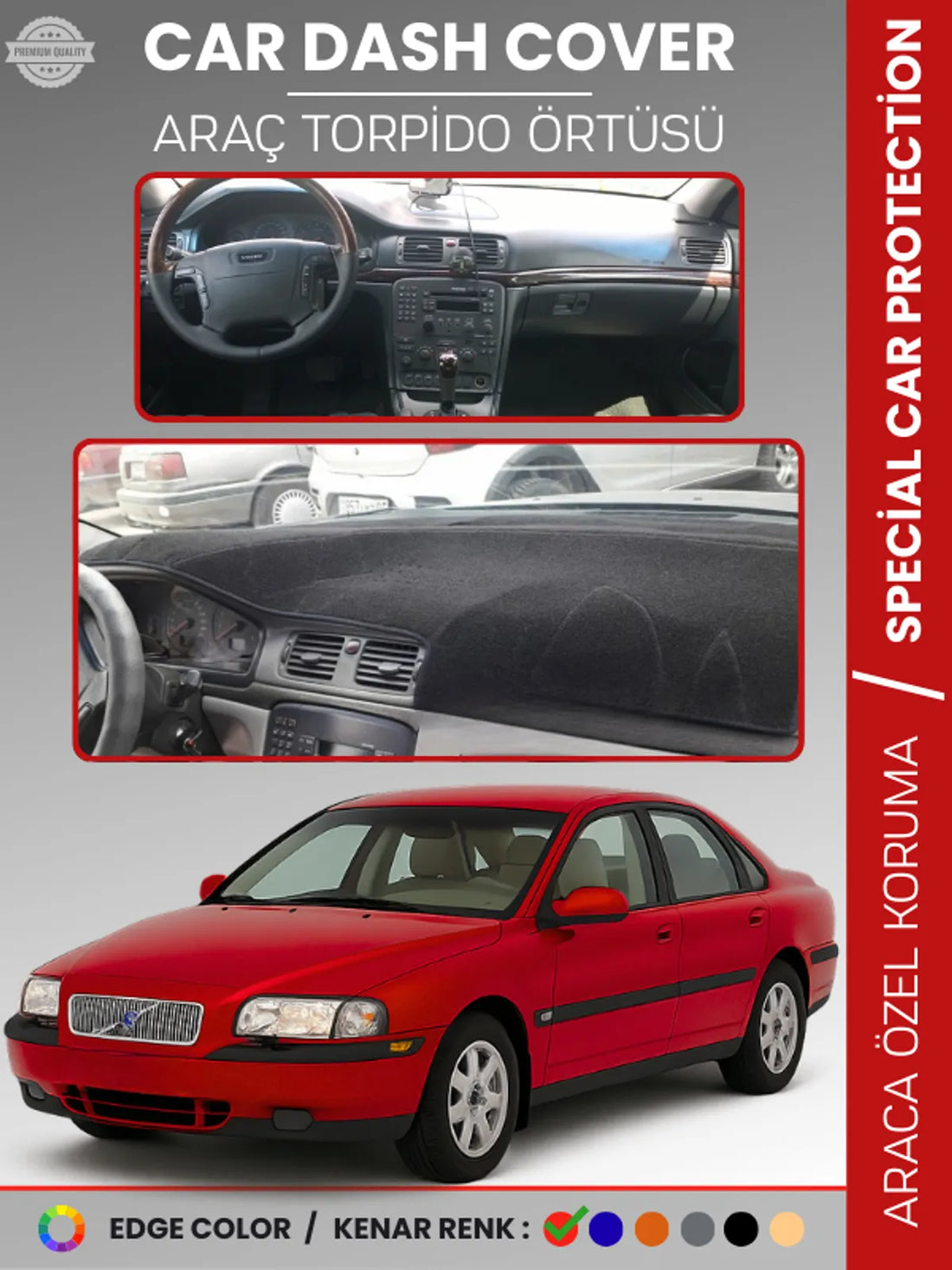 VOLVO S80 (1998-2006) Uyumlu Torpido Örtüsü Araca Özel Ön Göğüs Koruma