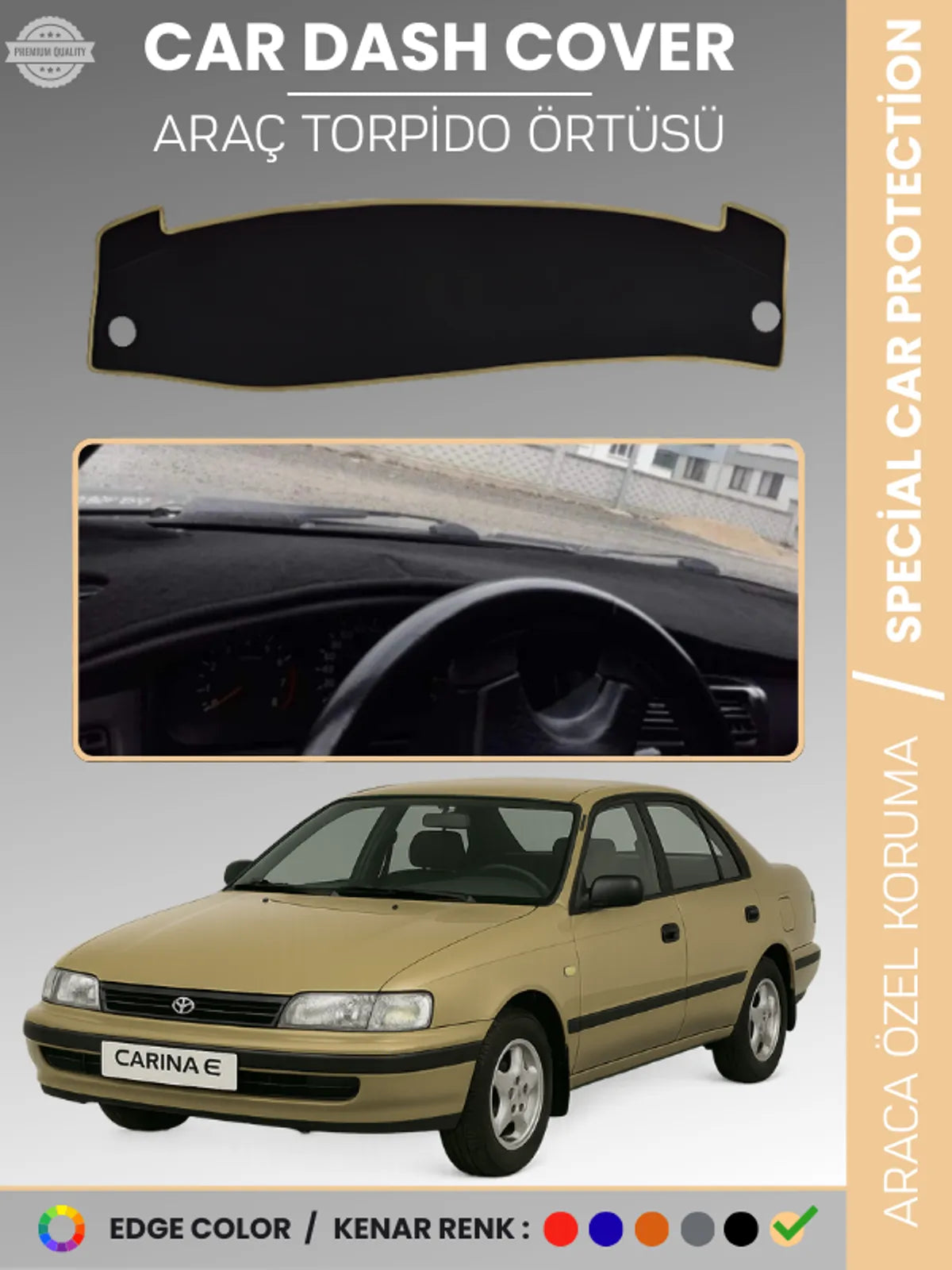 TOYOTA CARİNA-CORONA T190 AİRBAGLİ (1991-1997) Uyumlu Torpido Örtüsü Araca Özel Ön Göğüs Koruma
