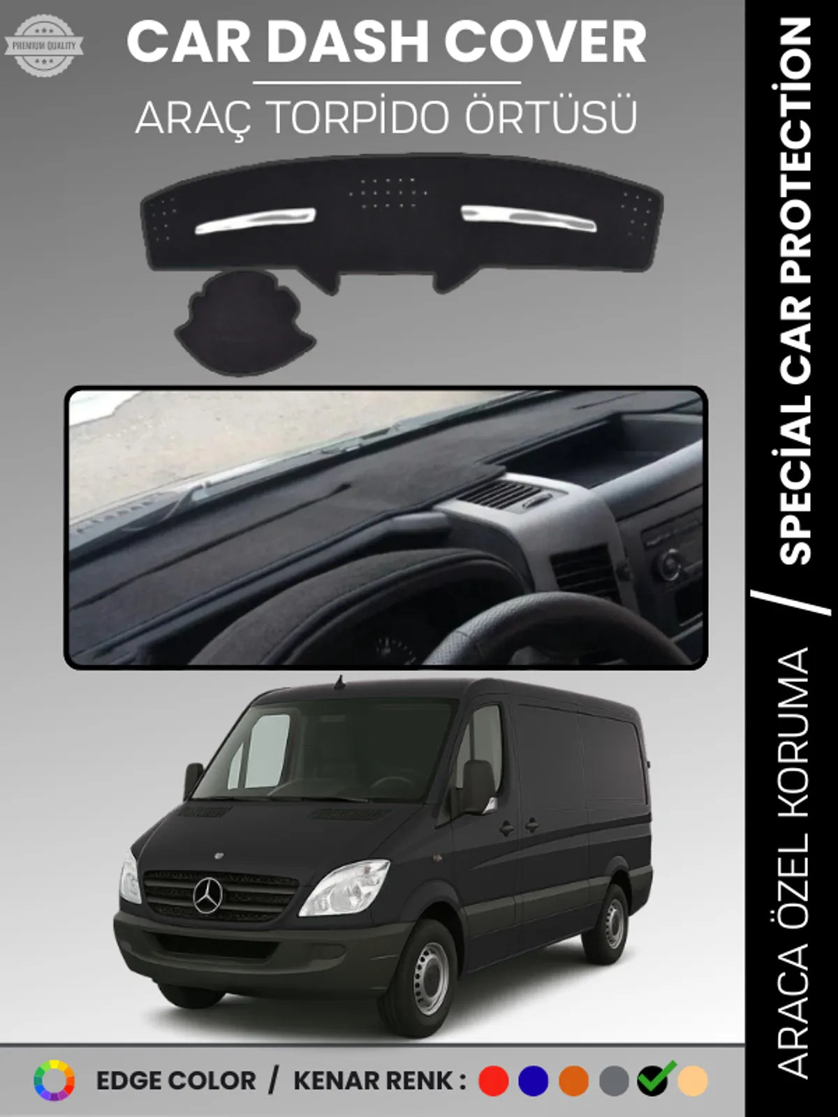 MERCEDES SPRINTER W906 (2006-2018) Uyumlu Torpido Örtüsü Araca Özel Ön Göğüs Koruma