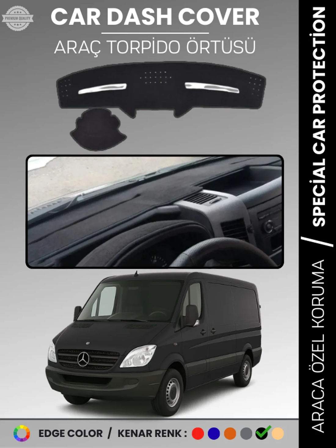 MERCEDES SPRINTER W906 (2006-2018) Uyumlu Torpido Örtüsü Araca Özel Ön Göğüs Koruma