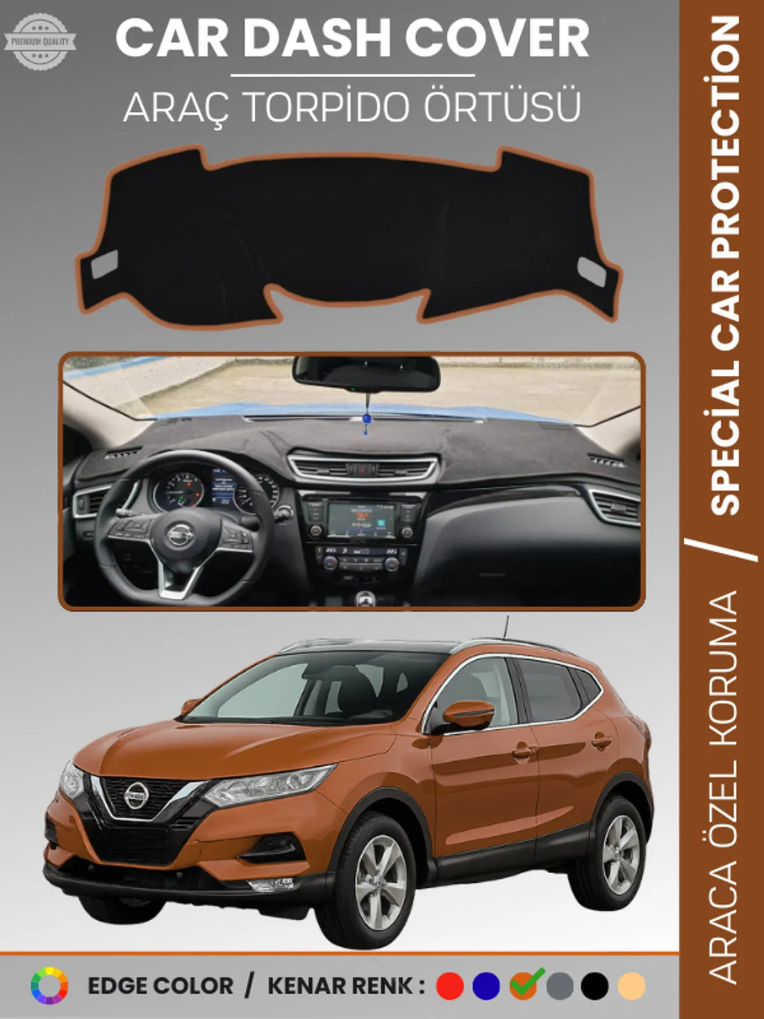 NİSSAN QASHQAİ J11 (2013-2020) Uyumlu Torpido Örtüsü Araca Özel Ön Göğüs Koruma
