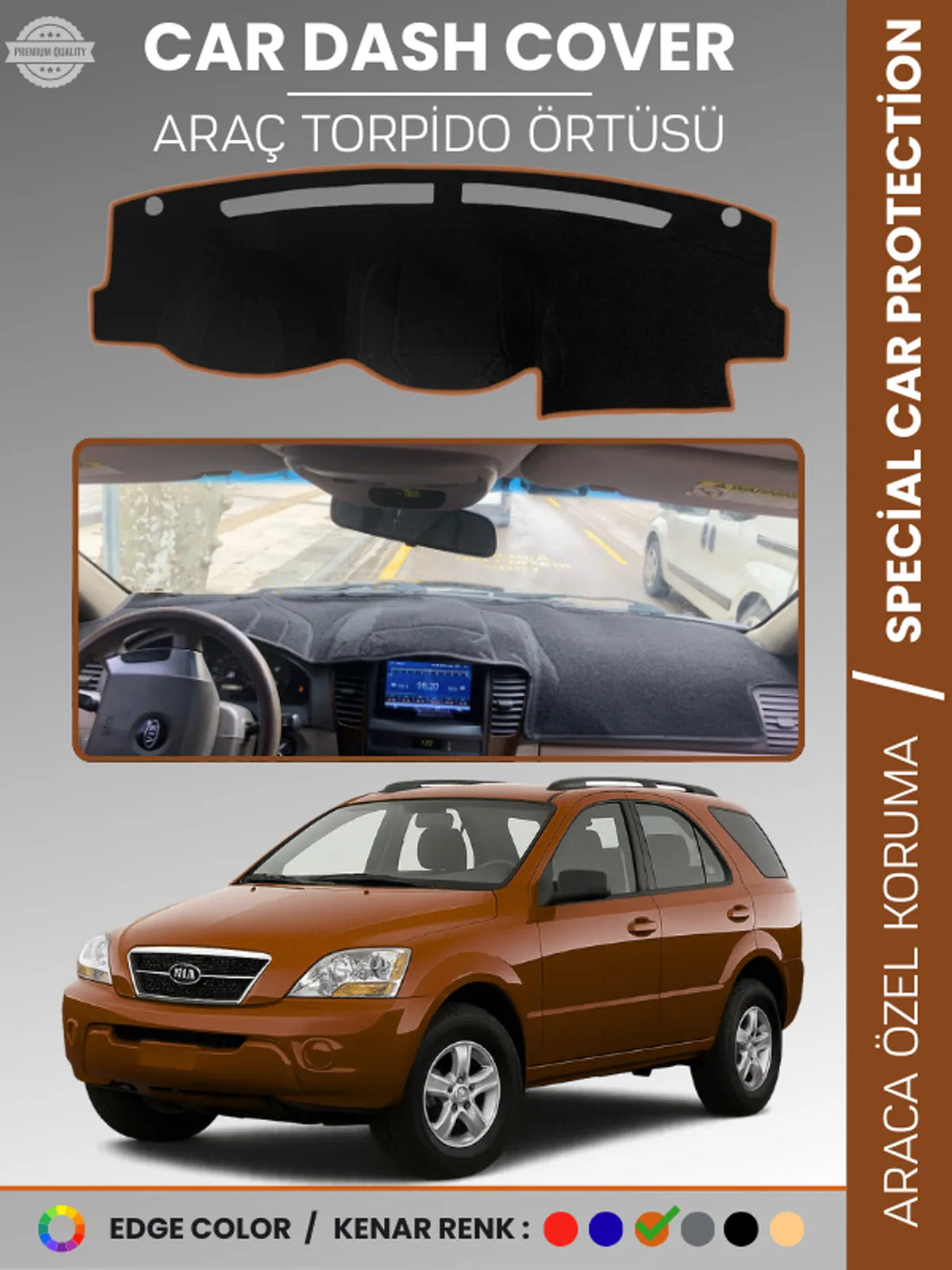 KİA SORENTO (2006-2009) Uyumlu Torpido Örtüsü Araca Özel Ön Göğüs Koruma