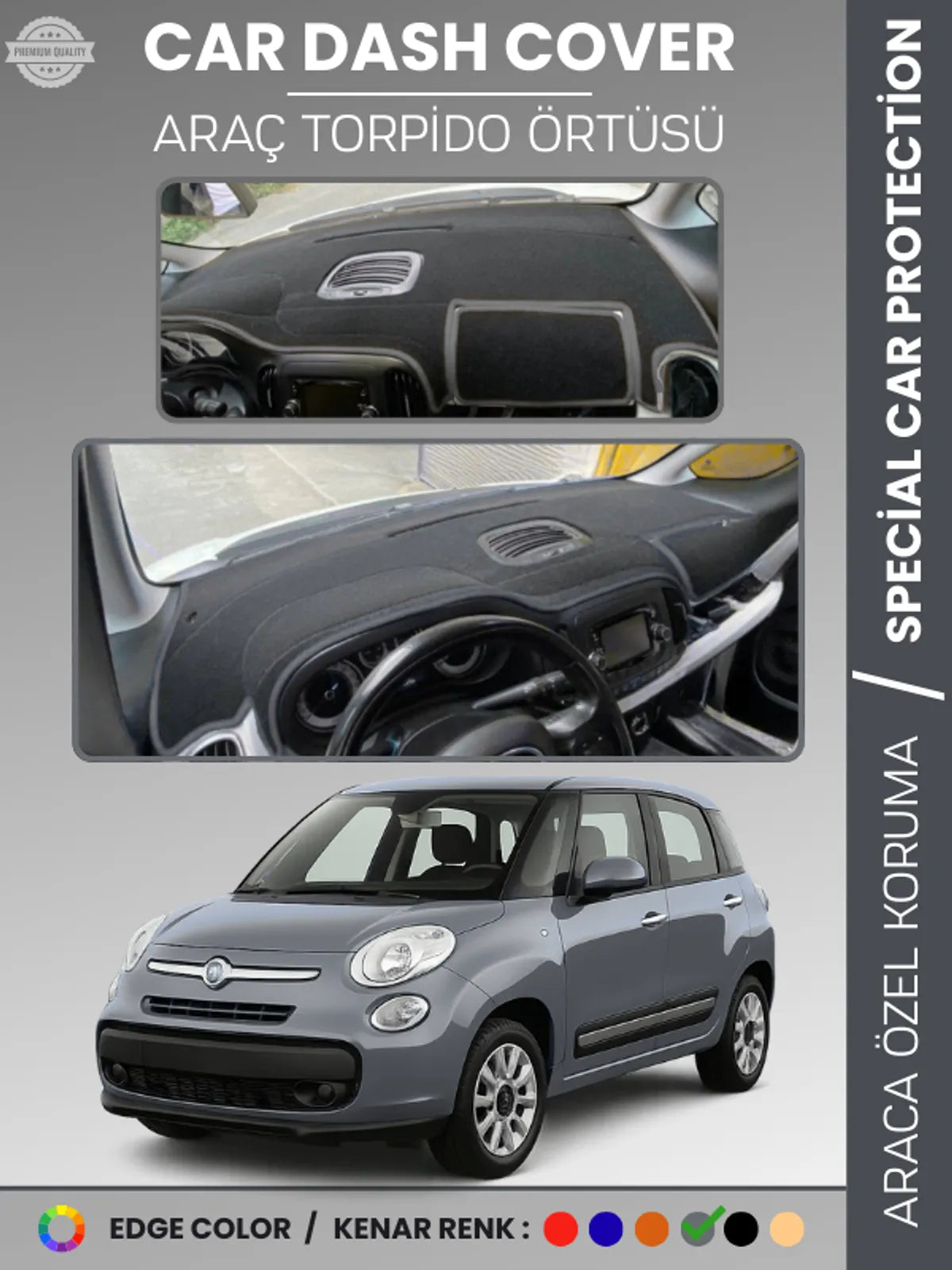 FIAT 500L (2013-2017) Uyumlu Torpido Örtüsü Araca Özel Ön Göğüs Koruma