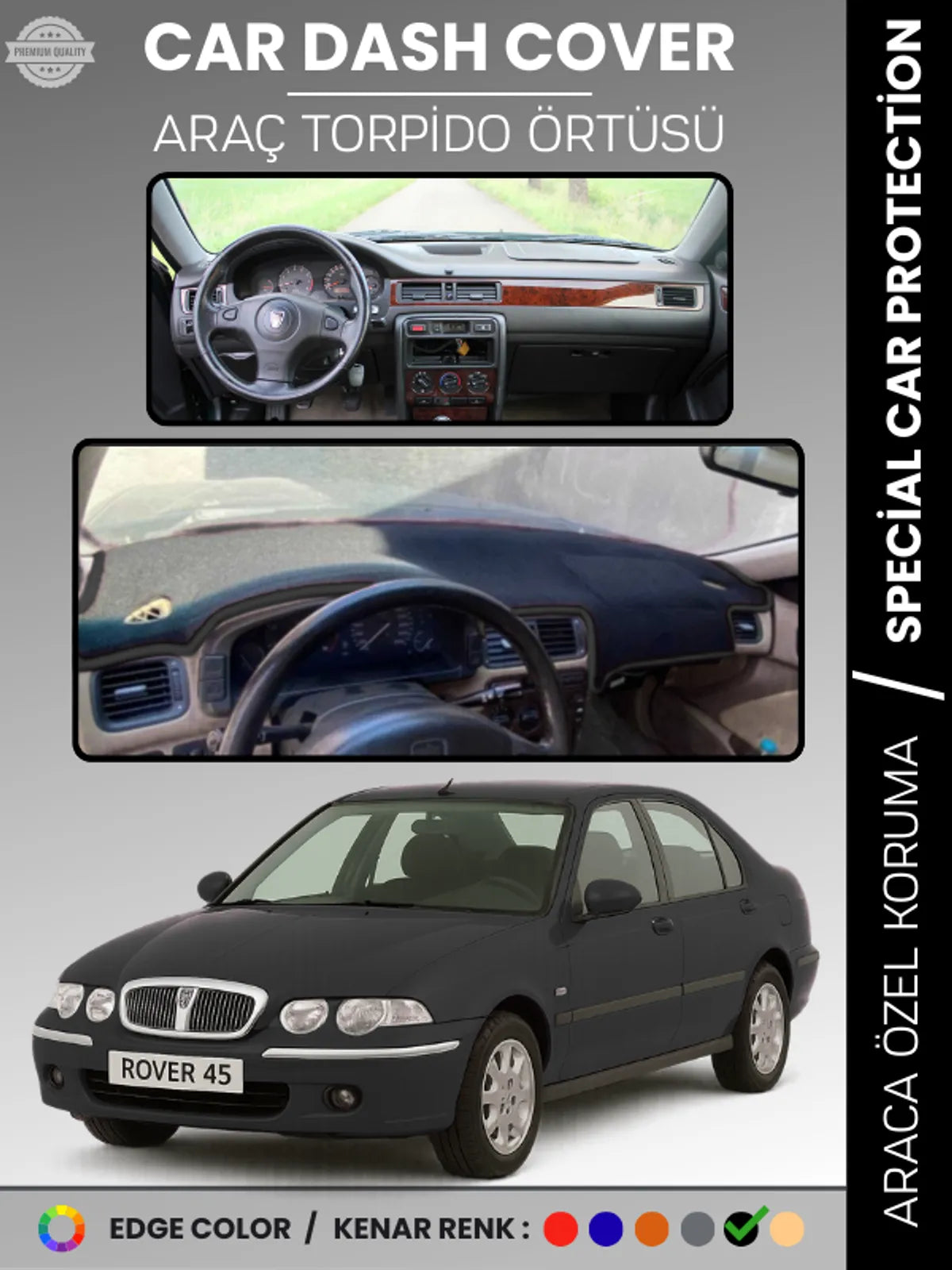 ROVER 45 (1999-2005) Uyumlu Torpido Örtüsü Araca Özel Ön Göğüs Koruma