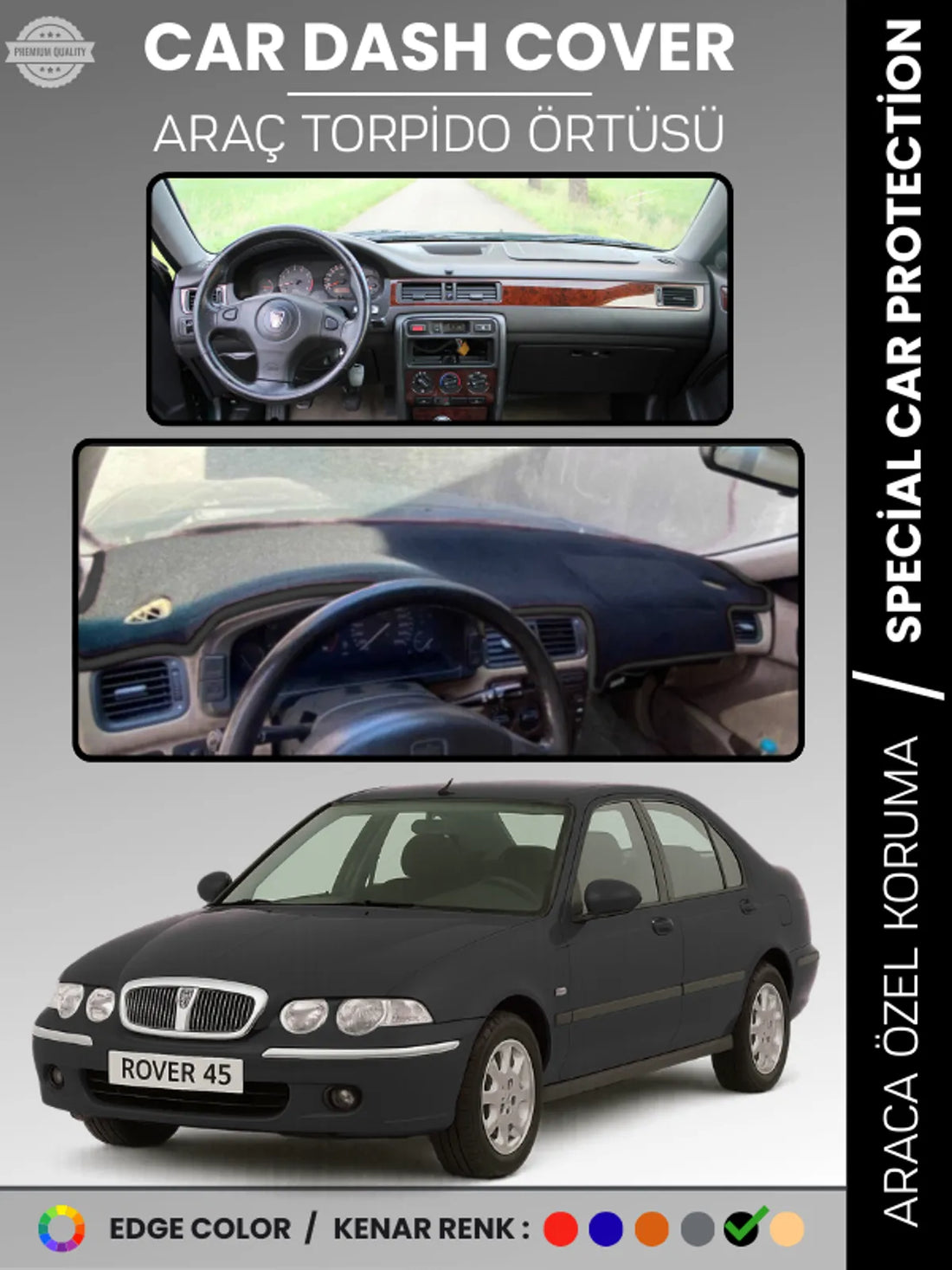 ROVER 45 (1999-2005) Uyumlu Torpido Örtüsü Araca Özel Ön Göğüs Koruma
