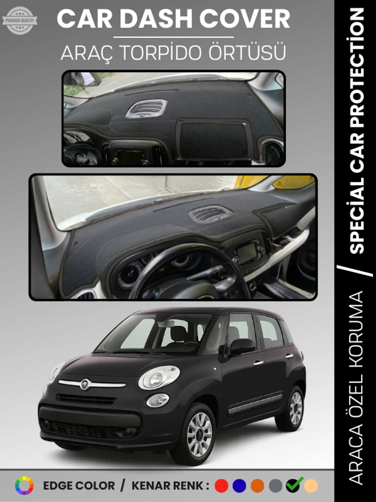 FIAT 500L (2013-2017) Uyumlu Torpido Örtüsü Araca Özel Ön Göğüs Koruma