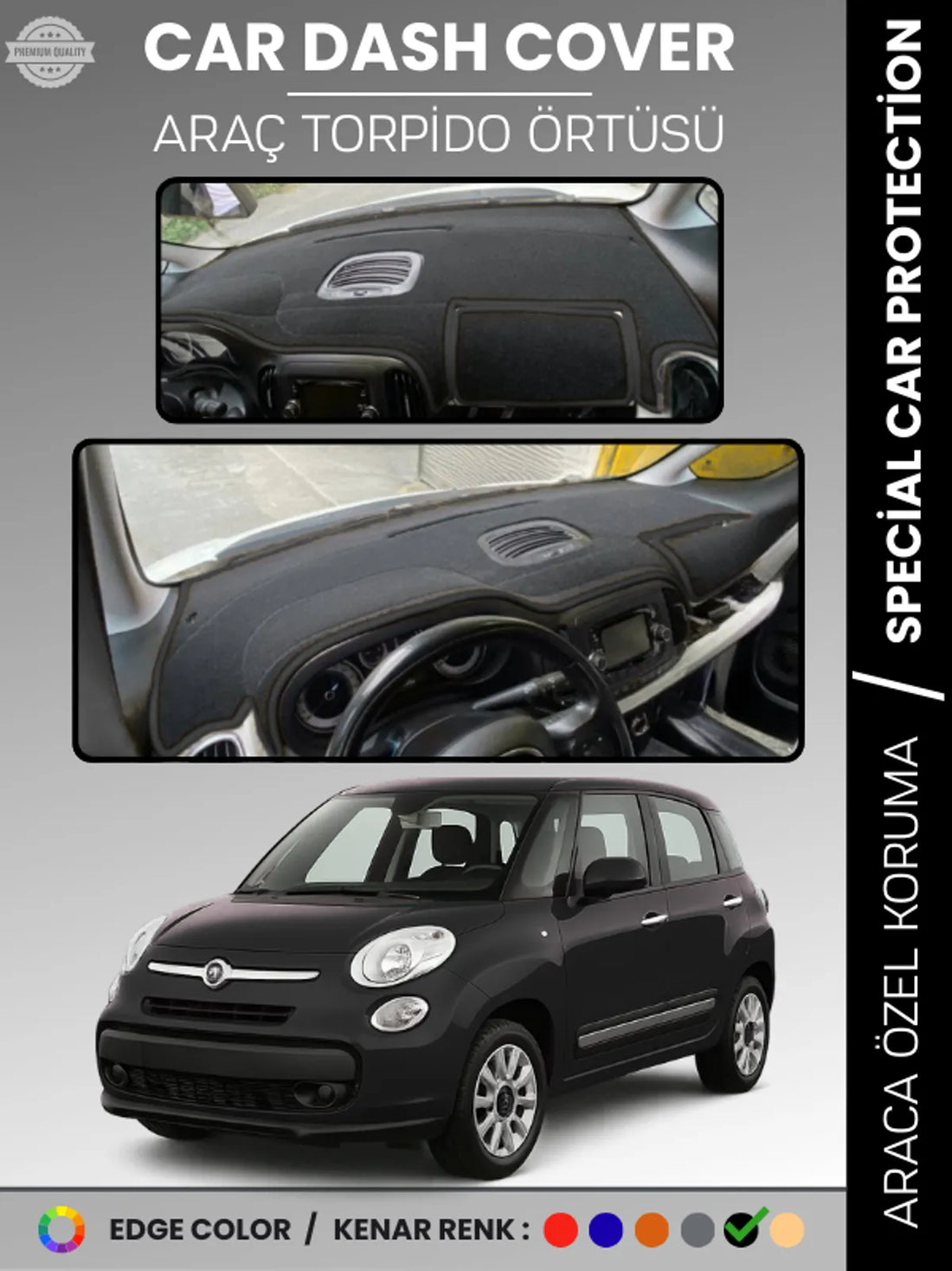 FIAT 500L (2013-2017) Uyumlu Torpido Örtüsü Araca Özel Ön Göğüs Koruma