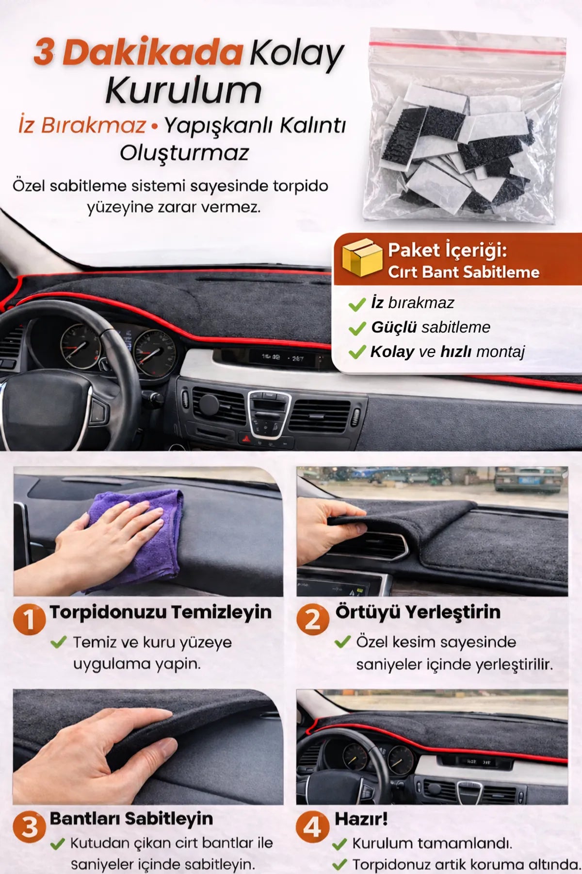 TOYOTA PROACE CITY (2019-2024) Uyumlu Torpido Örtüsü Araca Özel Ön Göğüs Koruma