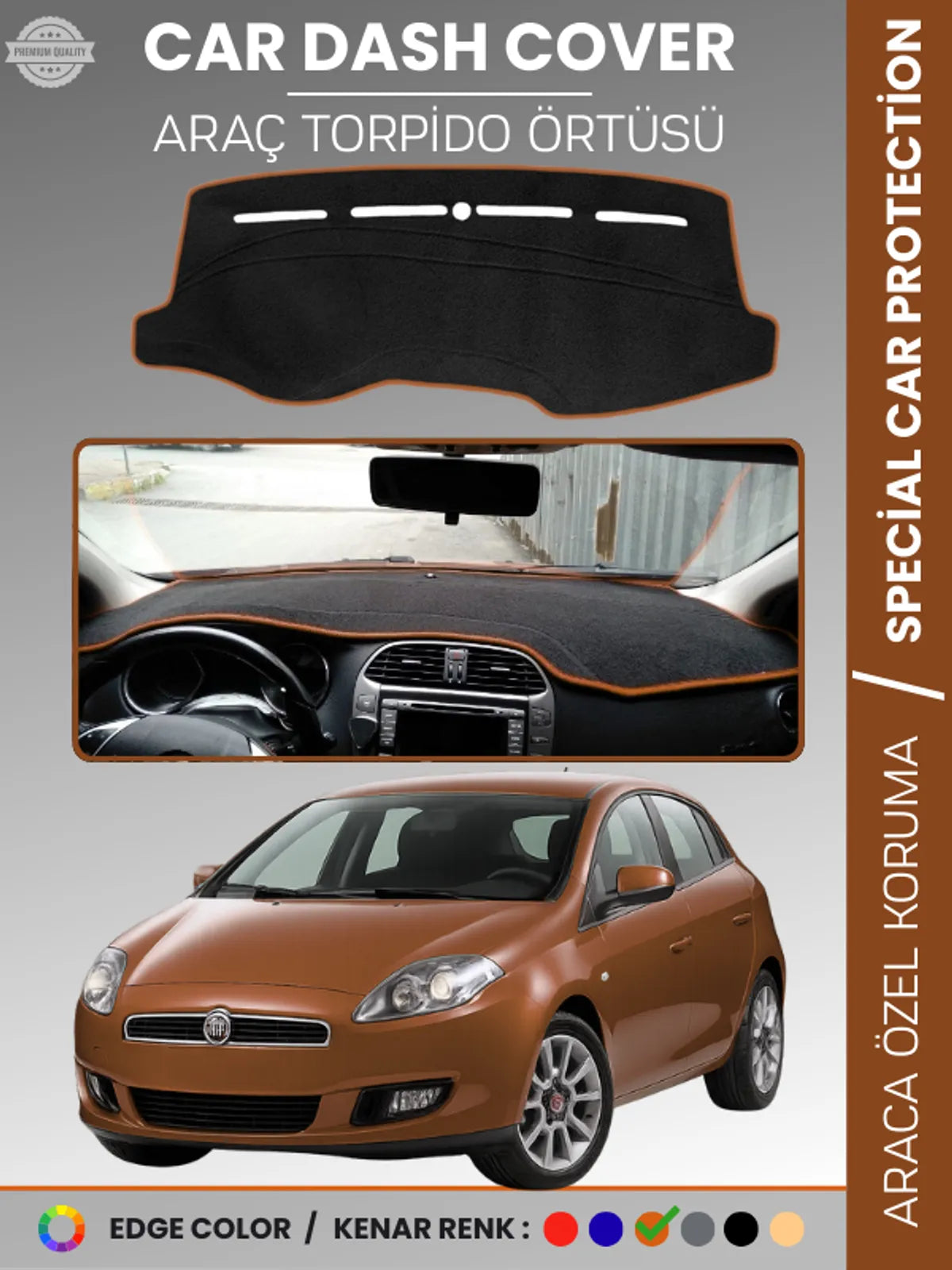 FIAT BRAVO (2007-2014) Uyumlu Torpido Örtüsü Araca Özel Ön Göğüs Koruma