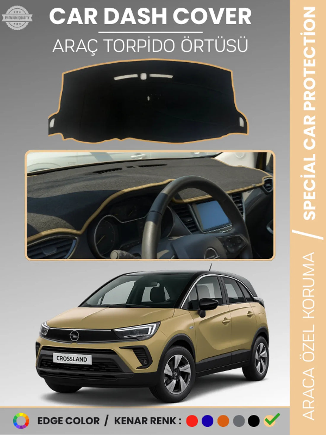 OPEL CROSSLAND (2020+) Uyumlu Torpido Örtüsü Araca Özel Ön Göğüs Koruma