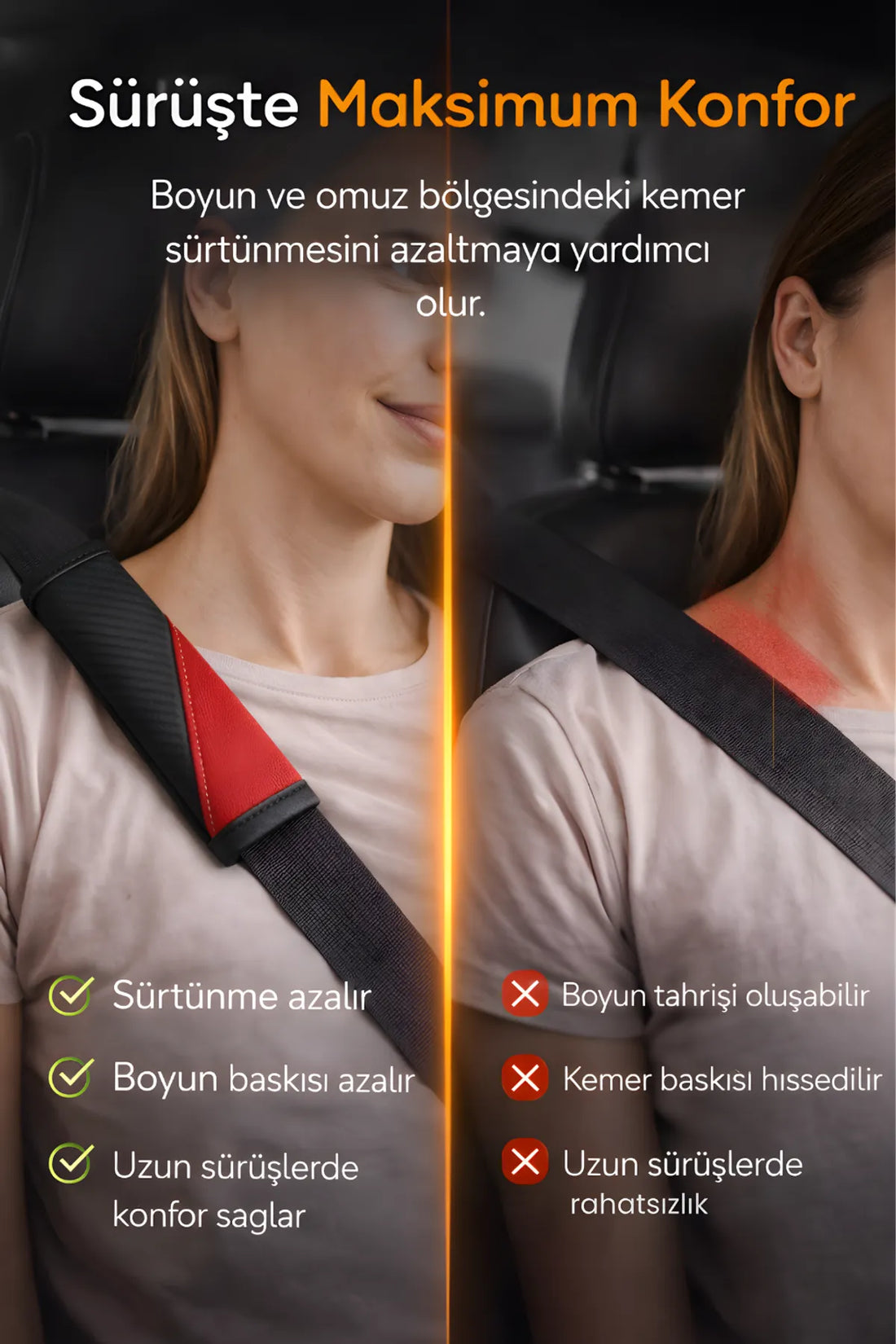 Emniyet Kemeri Kılıfı 2 Adet Deri Carbon Yumuşak Dolgulu