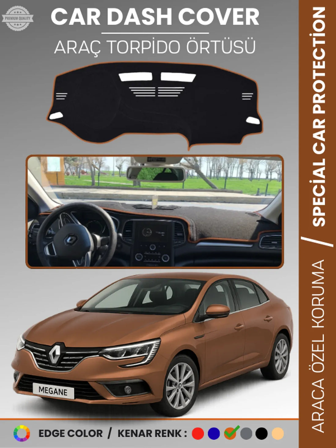 RENAULT MEGANE 4 (2016-2022) Uyumlu Torpido Örtüsü Araca Özel Ön Göğüs Koruma