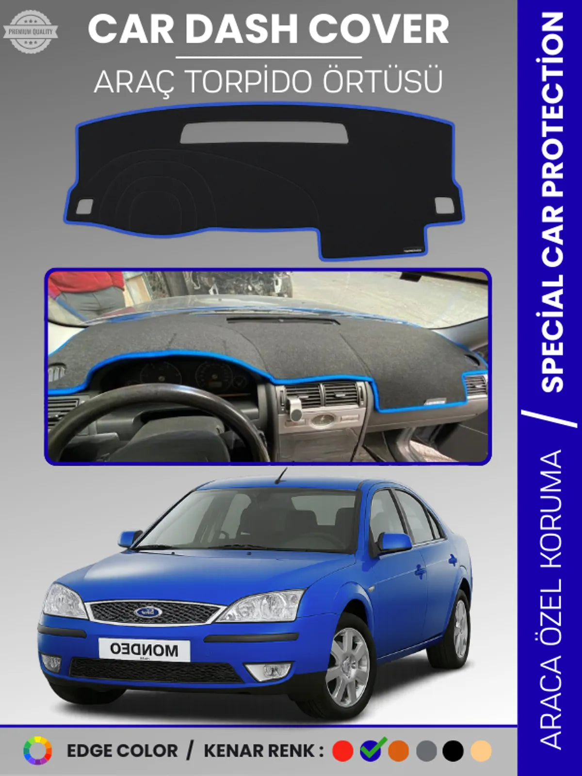 FORD MONDEO (2007-2014) Uyumlu Torpido Örtüsü Araca Özel Ön Göğüs Koruma