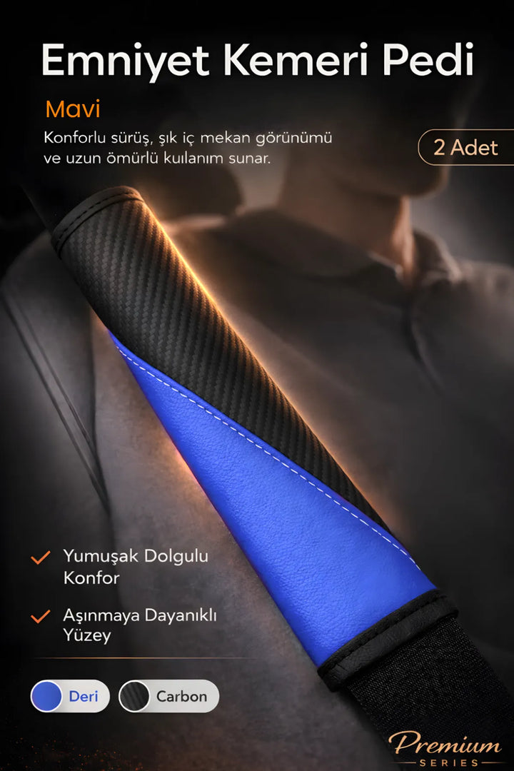 Emniyet Kemeri Kılıfı 2 Adet Deri Carbon Yumuşak Dolgulu