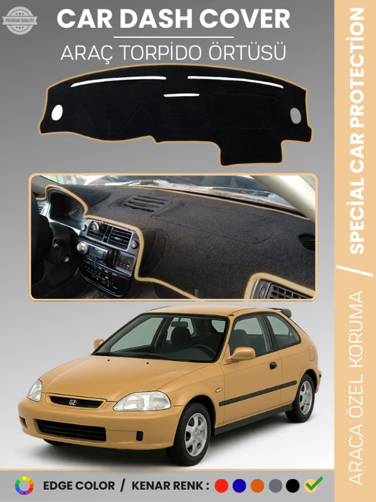 Honda CİVİC EJ-EK-EM (1995-2000) Uyumlu Torpido Örtüsü Araca Özel Ön Göğüs Koruma