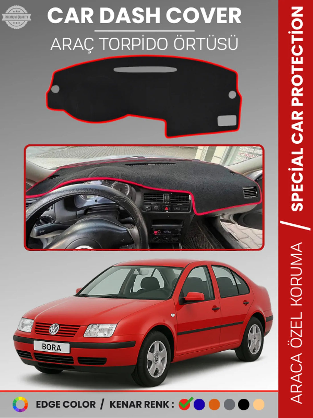 VOLKSWAGEN BORA (1997-2003) Uyumlu Torpido Örtüsü Araca Özel Ön Göğüs Koruma