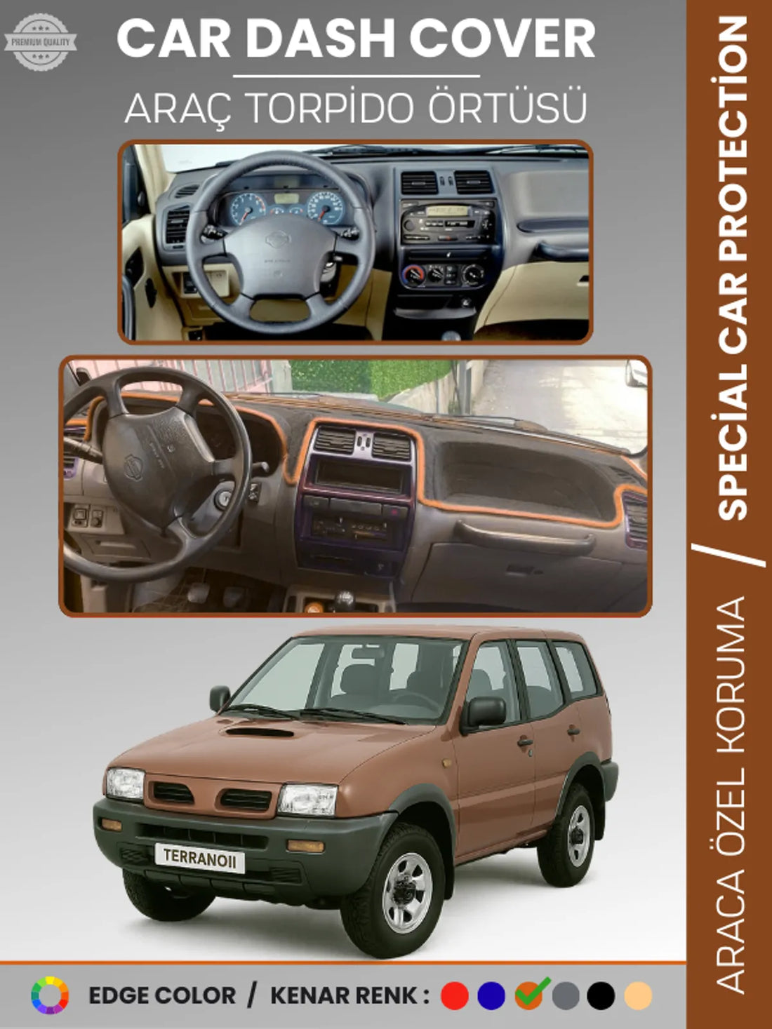 NISSAN TERRANO 2 R20 (1993-2006) Uyumlu Torpido Örtüsü Araca Özel Ön Göğüs Koruma