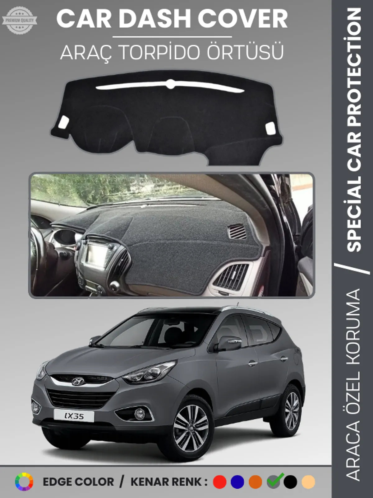 HYUNDAİ İX35 (2009-2015) Uyumlu Torpido Örtüsü Araca Özel Ön Göğüs Koruma