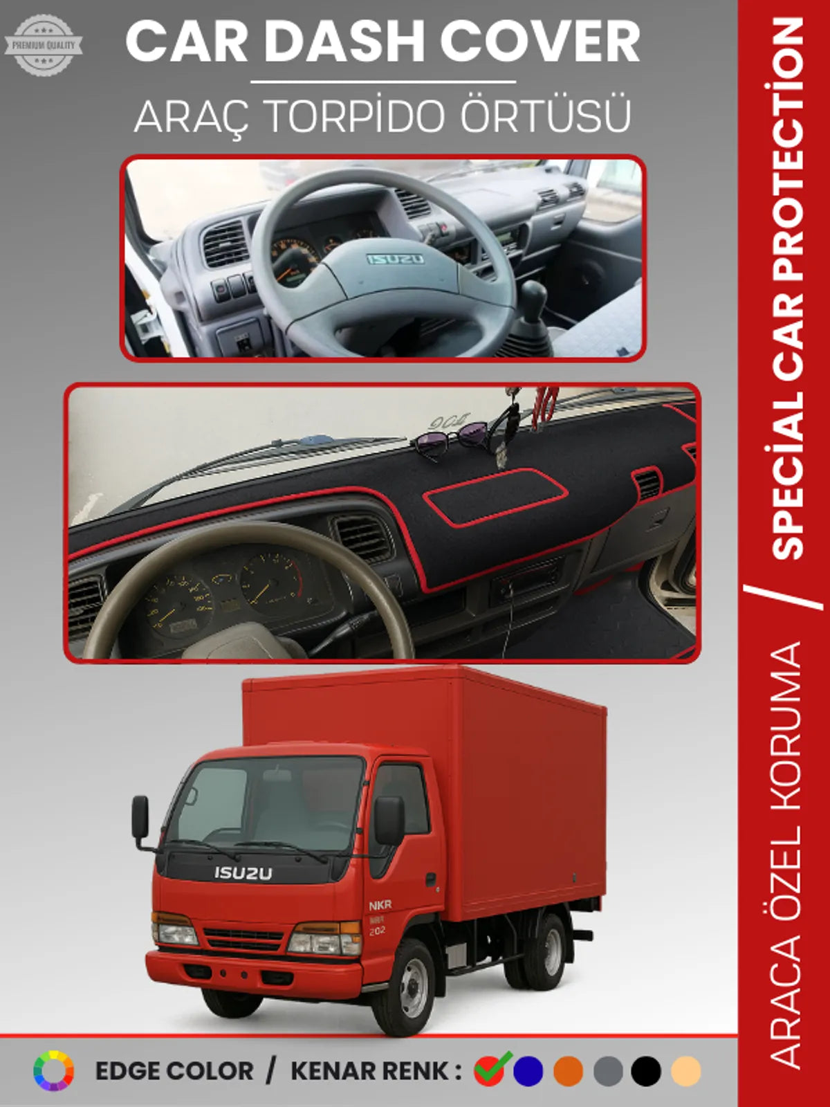 ISUZU NKR WIDE (1997-2005) Uyumlu Torpido Örtüsü Araca Özel Ön Göğüs Koruma
