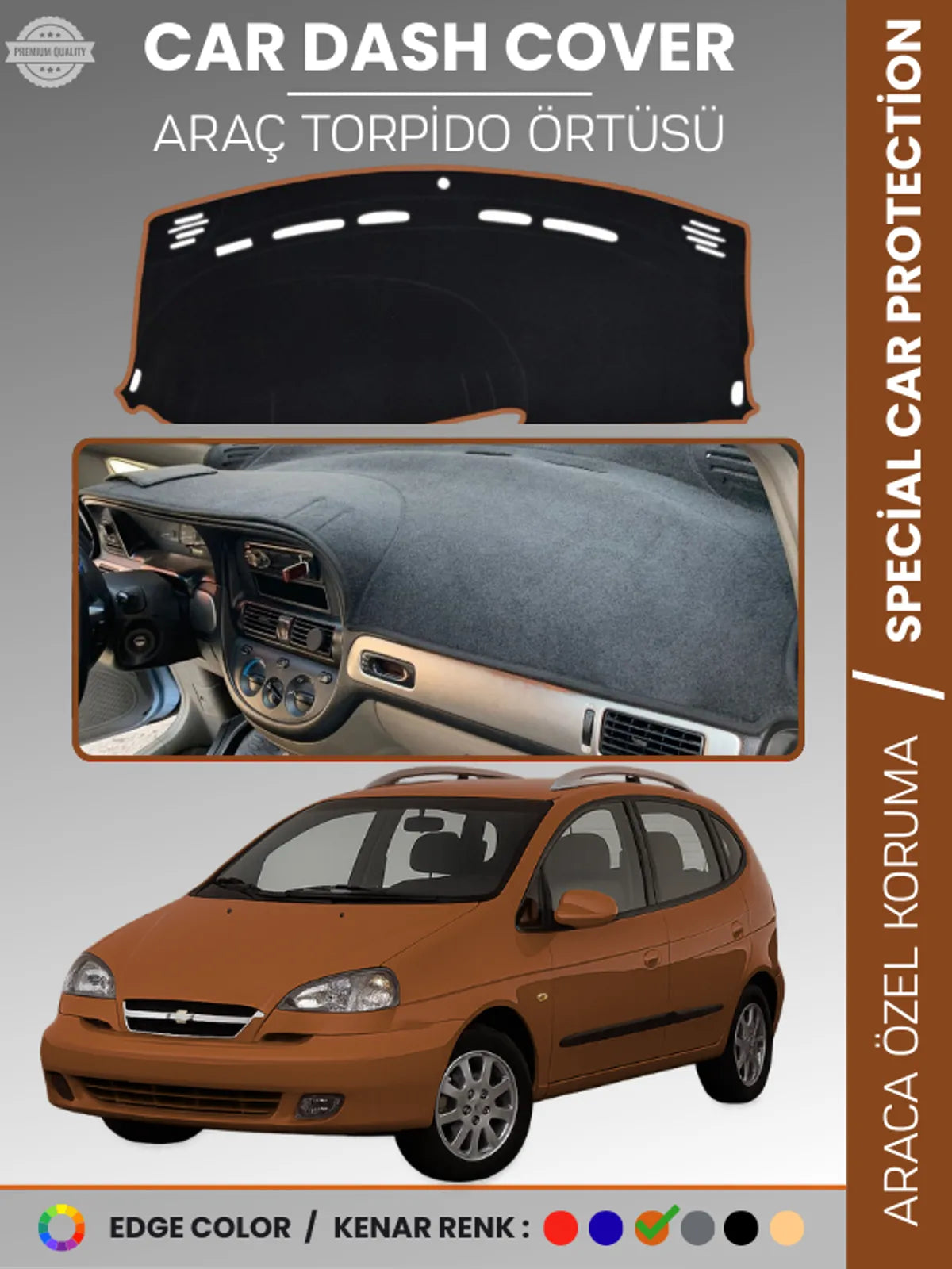 CHEVROLET REZZO (2000-2011) Uyumlu Torpido Örtüsü Araca Özel Ön Göğüs Koruma