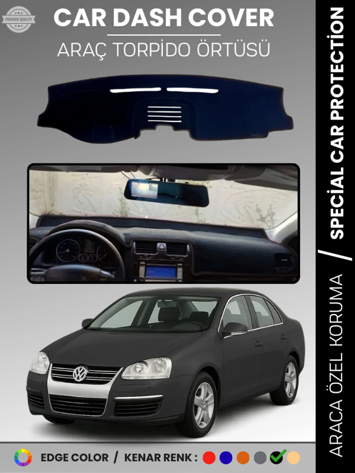 VOLKSWAGEN JETTA (2007-2011) Uyumlu Torpido Örtüsü Araca Özel Ön Göğüs Koruma