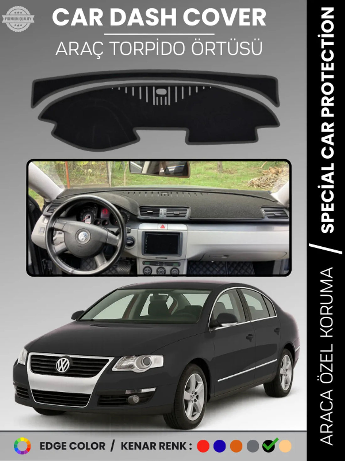 VOLKSWAGEN PASSAT B6 (2005-2010) Uyumlu Torpido Örtüsü Araca Özel Ön Göğüs Koruma