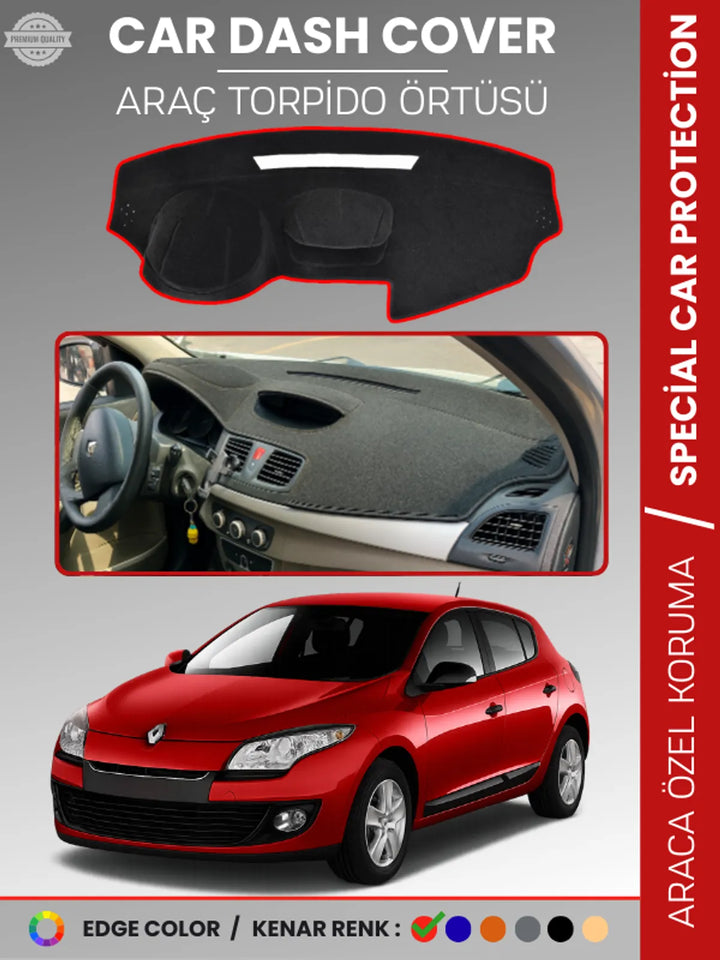 RENAULT MEGANE 3 NAVİGASYONSUZ (2009-2016) Uyumlu Torpido Örtüsü Araca Özel Ön Göğüs Koruma