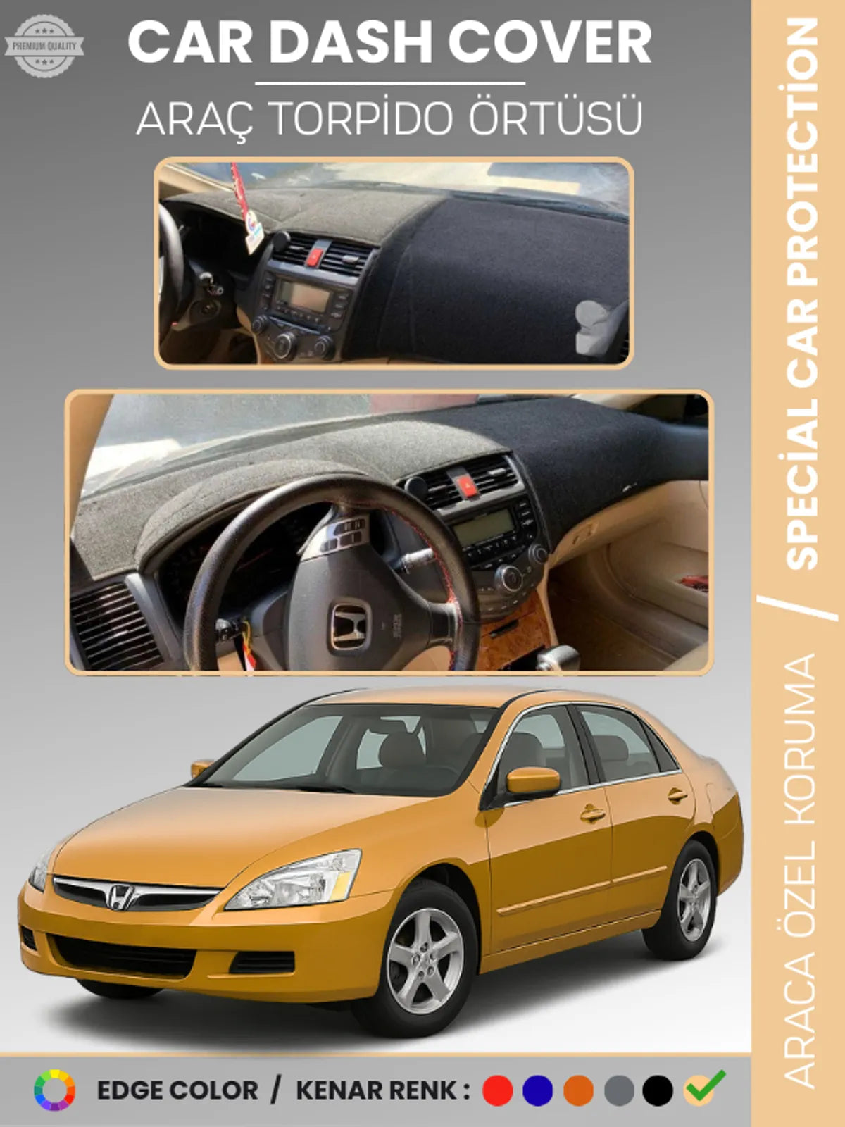 HONDA ACCORD (2002-2007) Uyumlu Torpido Örtüsü Araca Özel Ön Göğüs Koruma