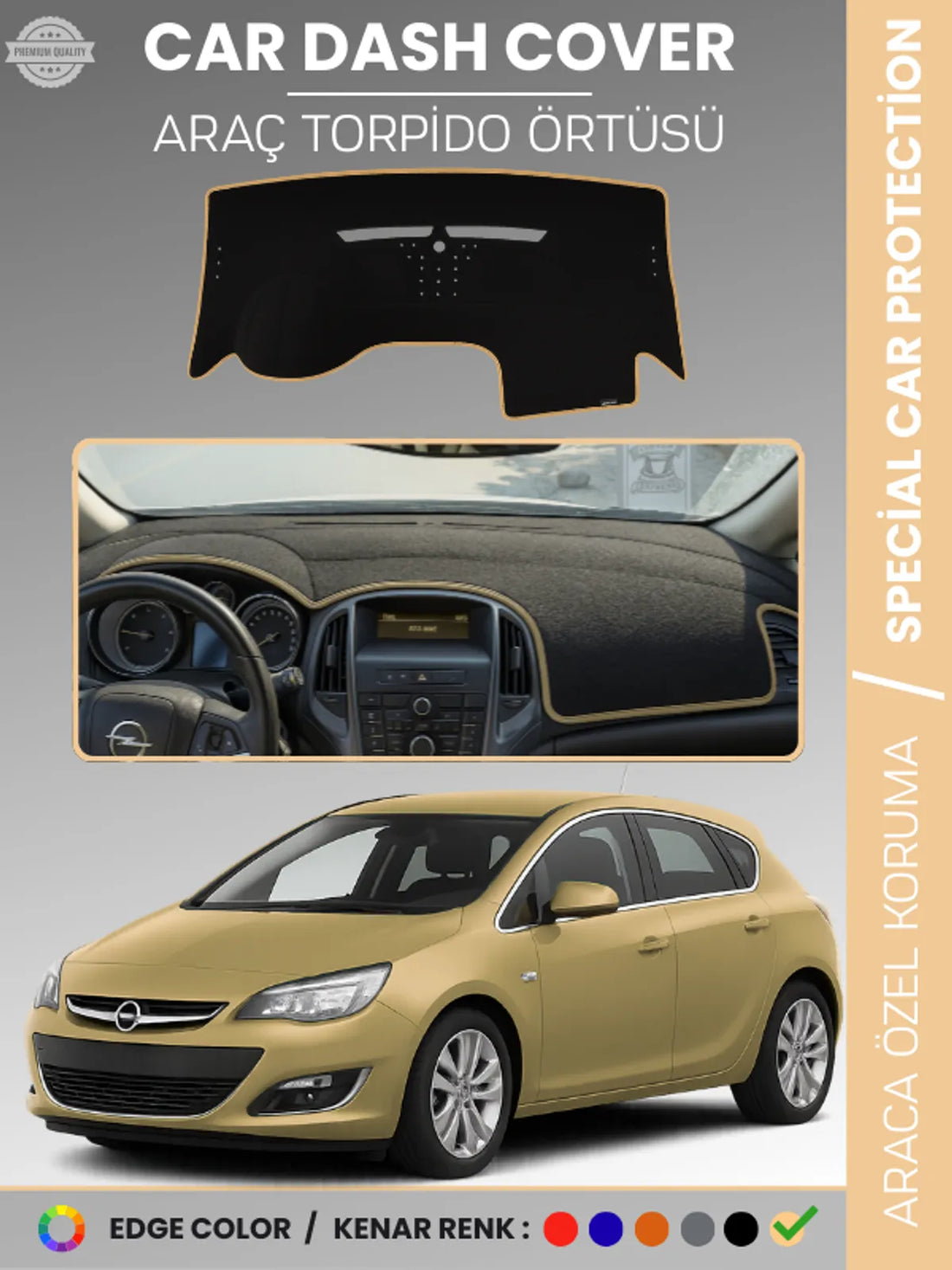 OPEL ASTRA J (2010-2015) Uyumlu Torpido Örtüsü Araca Özel Ön Göğüs Koruma