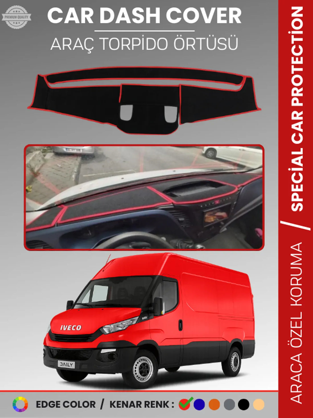 IVECO DAILY (2014-2019) Uyumlu Torpido Örtüsü Araca Özel Ön Göğüs Koruma
