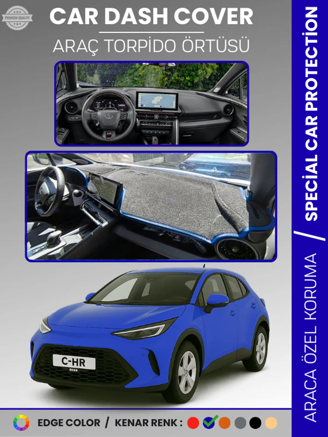Toyota CHR (2024+) Uyumlu Torpido Örtüsü Araca Özel Ön Göğüs Koruma