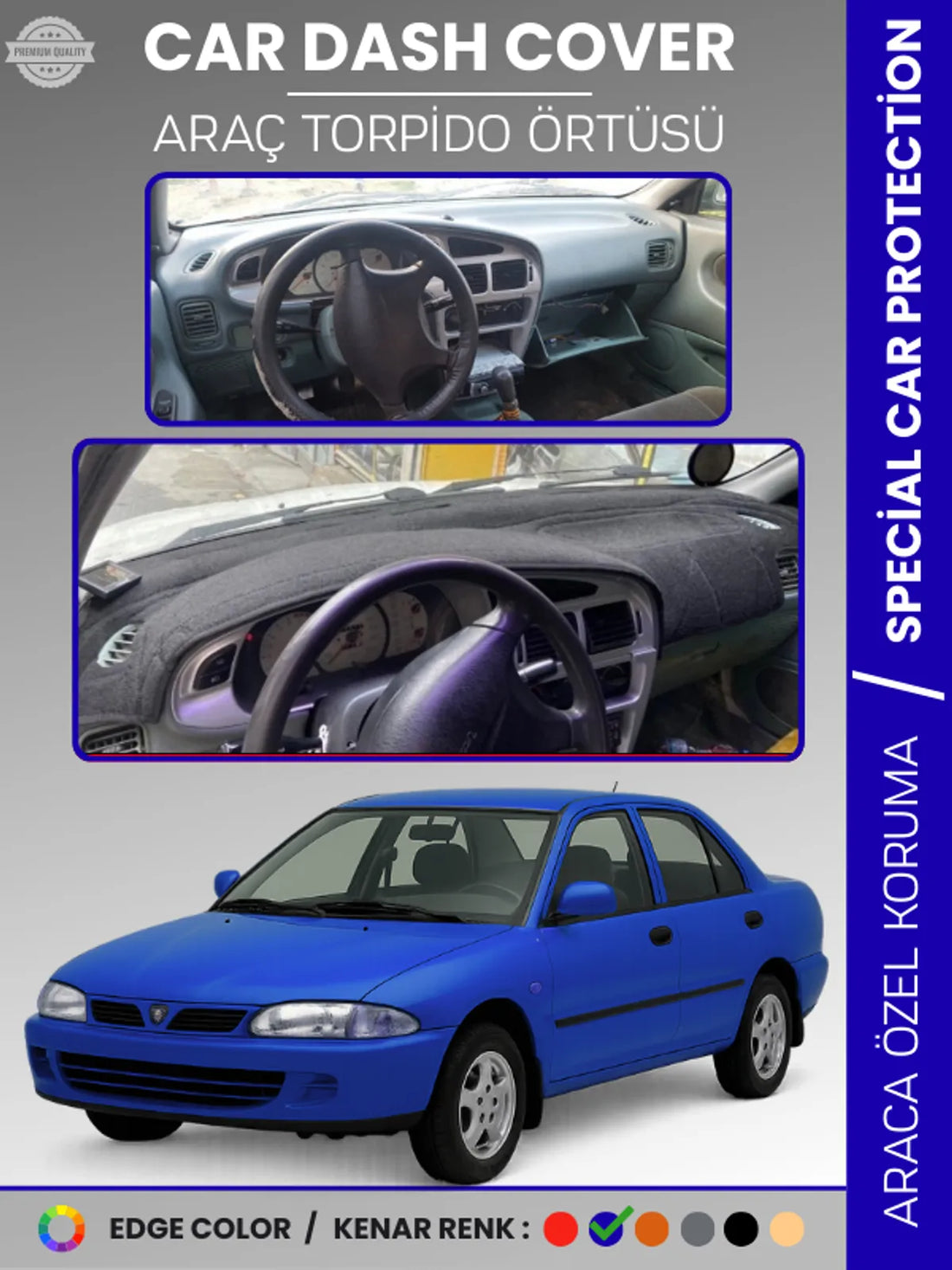 PROTON 415 / WIRA (1993-2004) Uyumlu Torpido Örtüsü Araca Özel Ön Göğüs Koruma