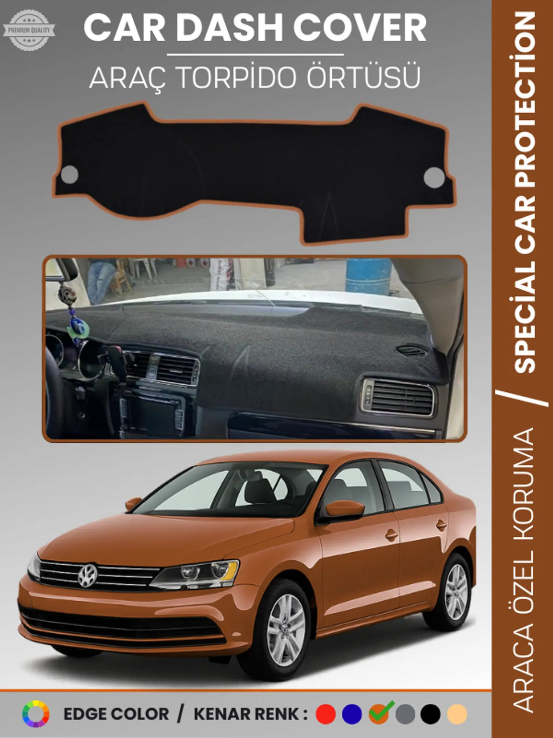 VOLKSWAGEN JETTA (2010-2021) Uyumlu Torpido Örtüsü Araca Özel Ön Göğüs Koruma