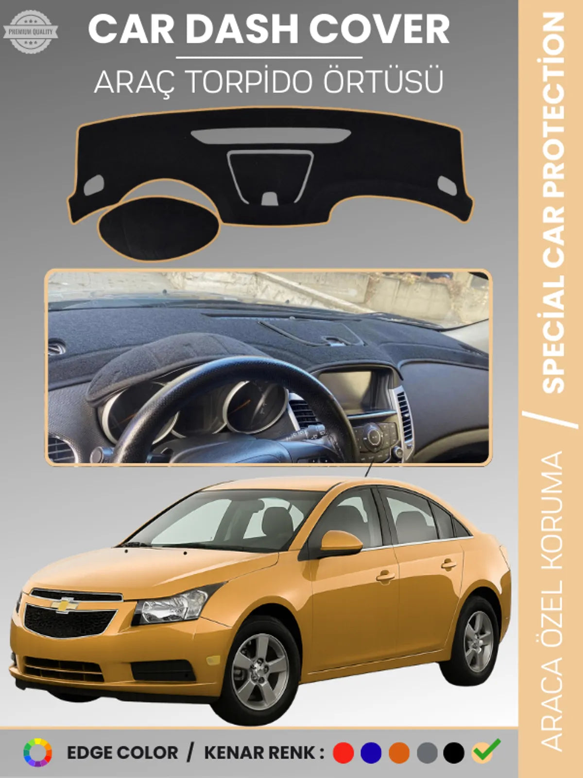 CHEVROLET Cruze (2008-2011) Uyumlu Torpido Örtüsü Araca Özel Ön Göğüs Koruma