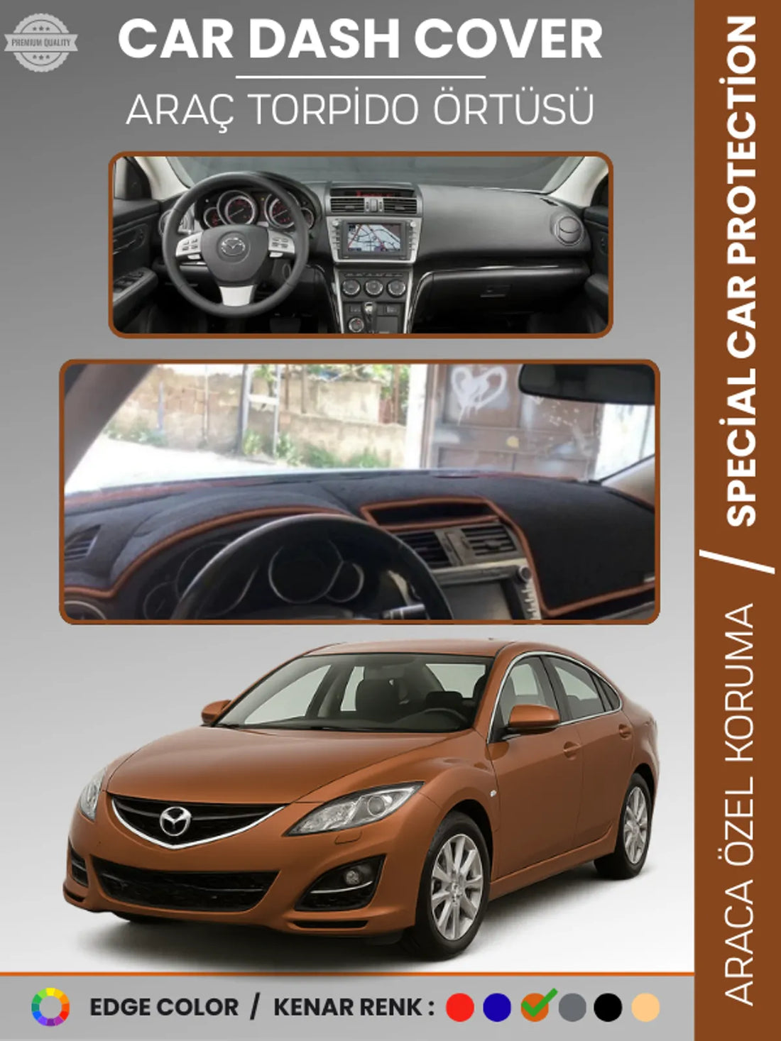 MAZDA 6 (2007-2013) Uyumlu Torpido Örtüsü Araca Özel Ön Göğüs Koruma