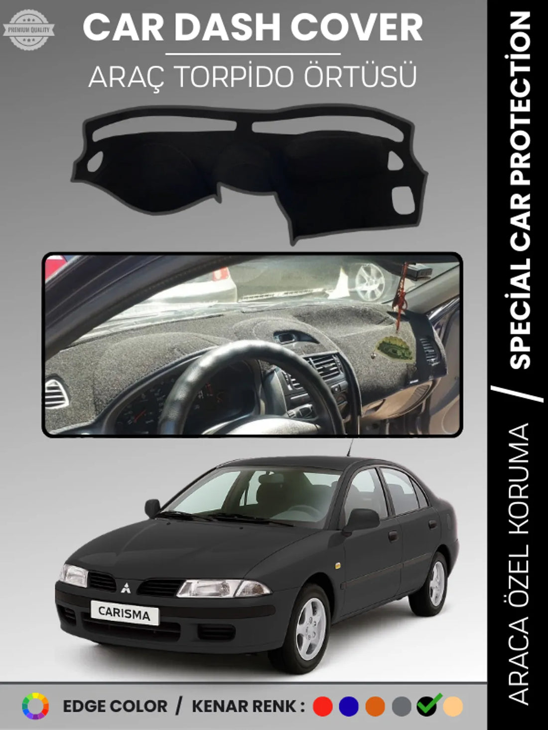 MITSUBISHI CARISMA KÜÇÜK EKRAN (1995-2004) Uyumlu Torpido Örtüsü Araca Özel Ön Göğüs Koruma