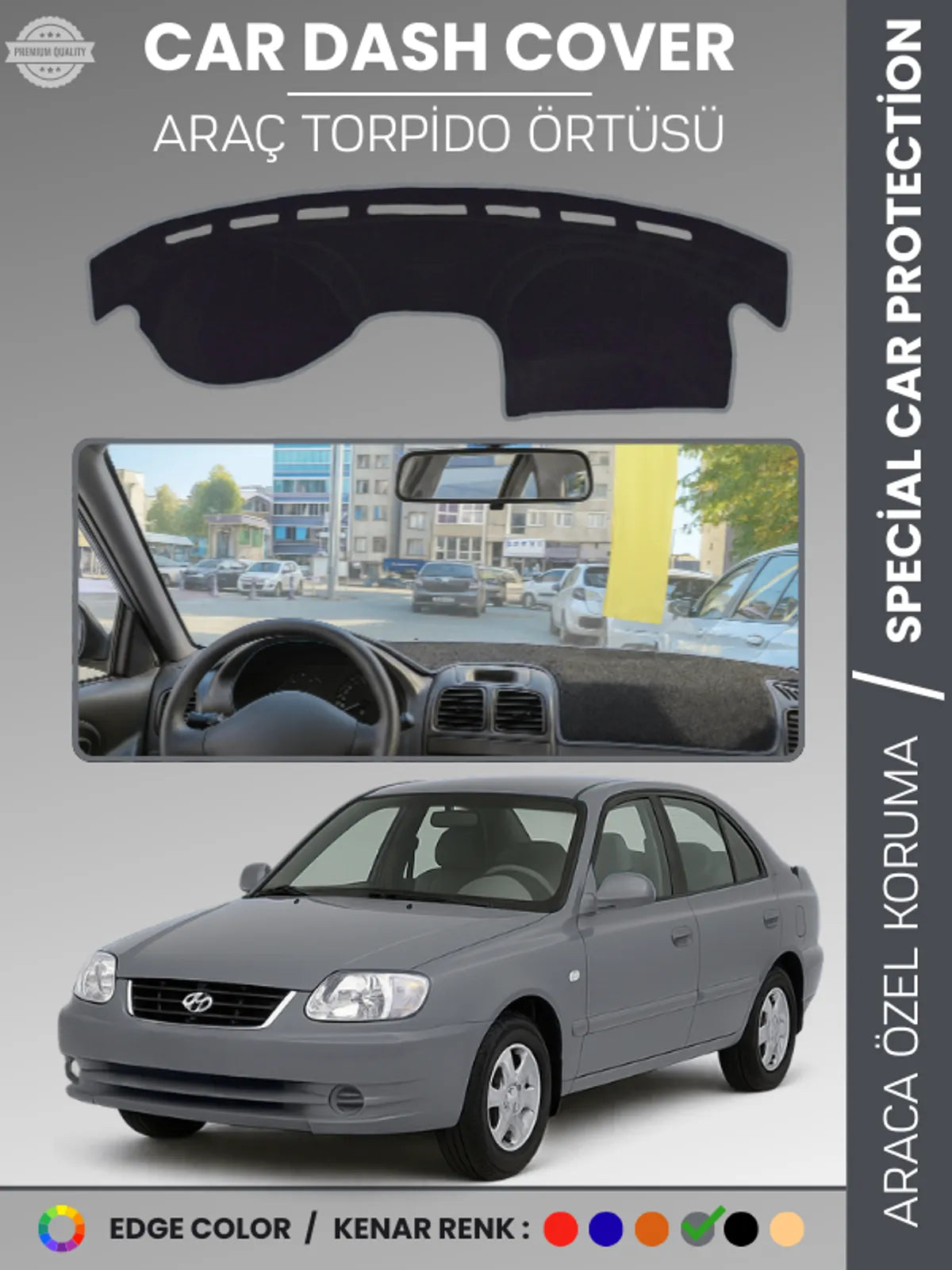 HYUNDAİ ACCENT ADMİRE-MİLENİUM (2000-2005) Uyumlu Torpido Örtüsü Araca Özel Ön Göğüs Koruma