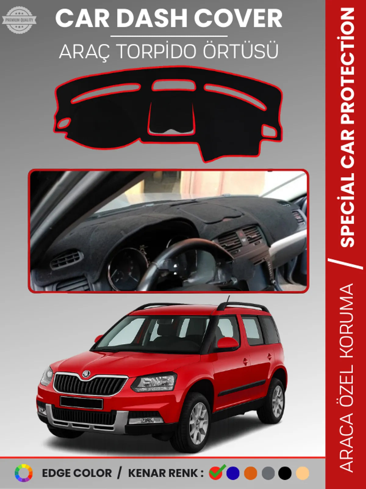 SKODA YETI (2009-2017) Uyumlu Torpido Örtüsü Araca Özel Ön Göğüs Koruma