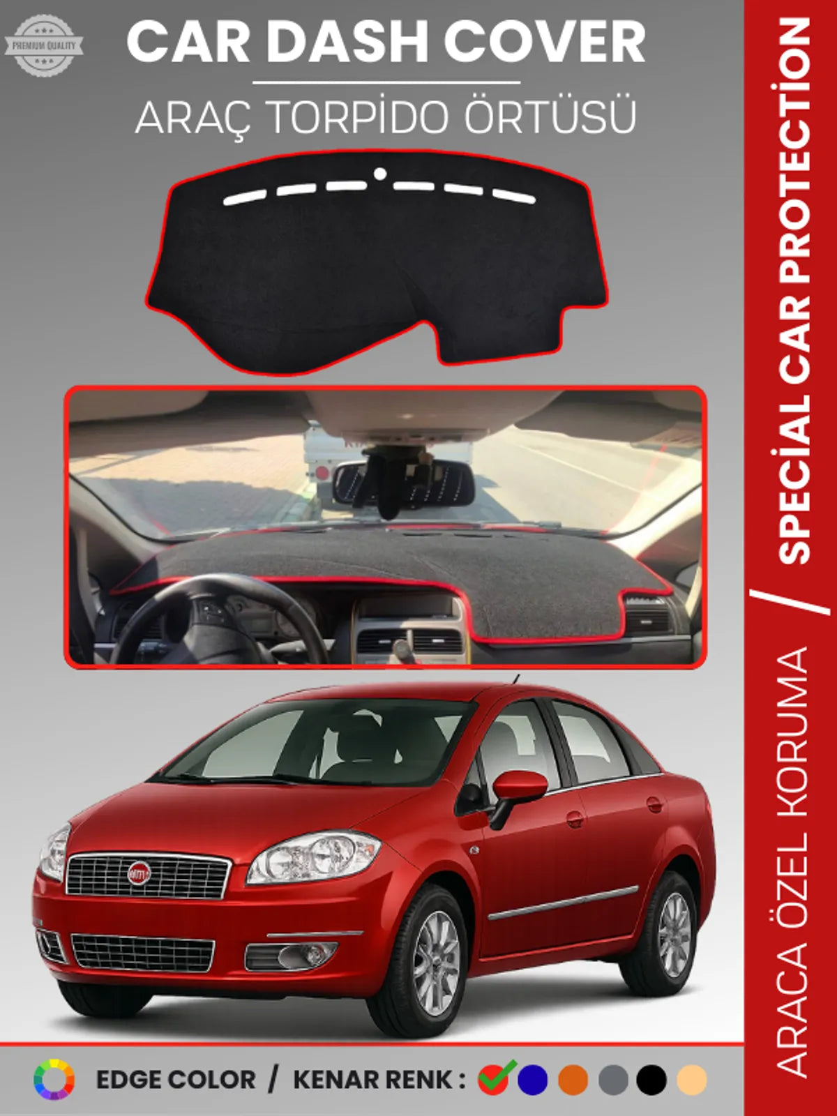 FIAT Linea (2007-2015) Uyumlu Torpido Örtüsü Araca Özel Ön Göğüs Koruma