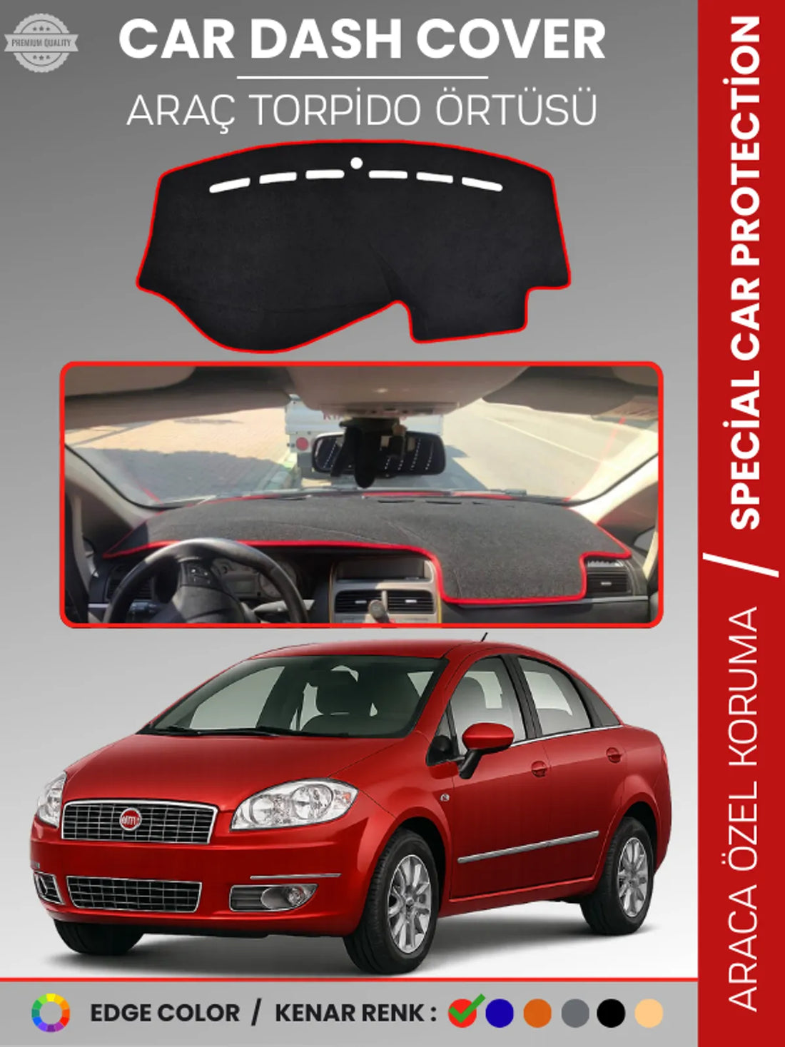 FIAT Linea (2007-2015) Uyumlu Torpido Örtüsü Araca Özel Ön Göğüs Koruma