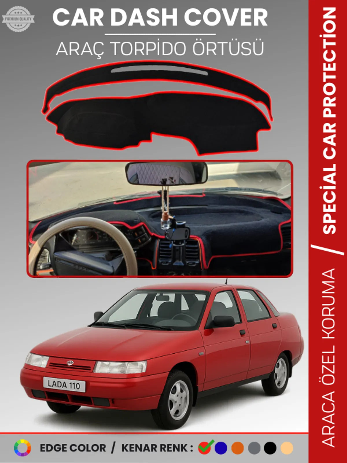 LADA 110 VEGA (1995-2007) Uyumlu Torpido Örtüsü Araca Özel Ön Göğüs Koruma