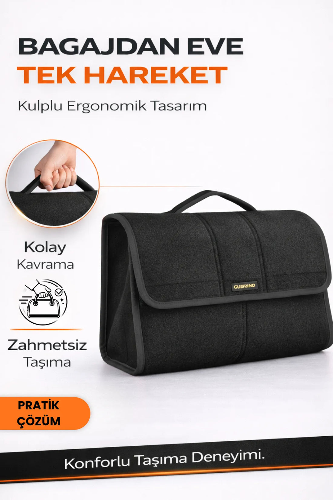 Oto Bagaj Çantası L Boy Kaymaz Cırt Bantlı Velur Kompakt Düzenleyici