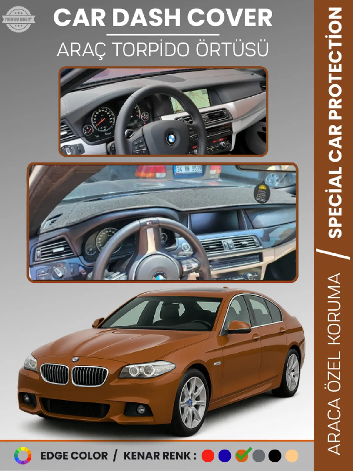 BMW F10 5 SERİSİ (2010-2017) Uyumlu Torpido Örtüsü Araca Özel Ön Göğüs Koruma