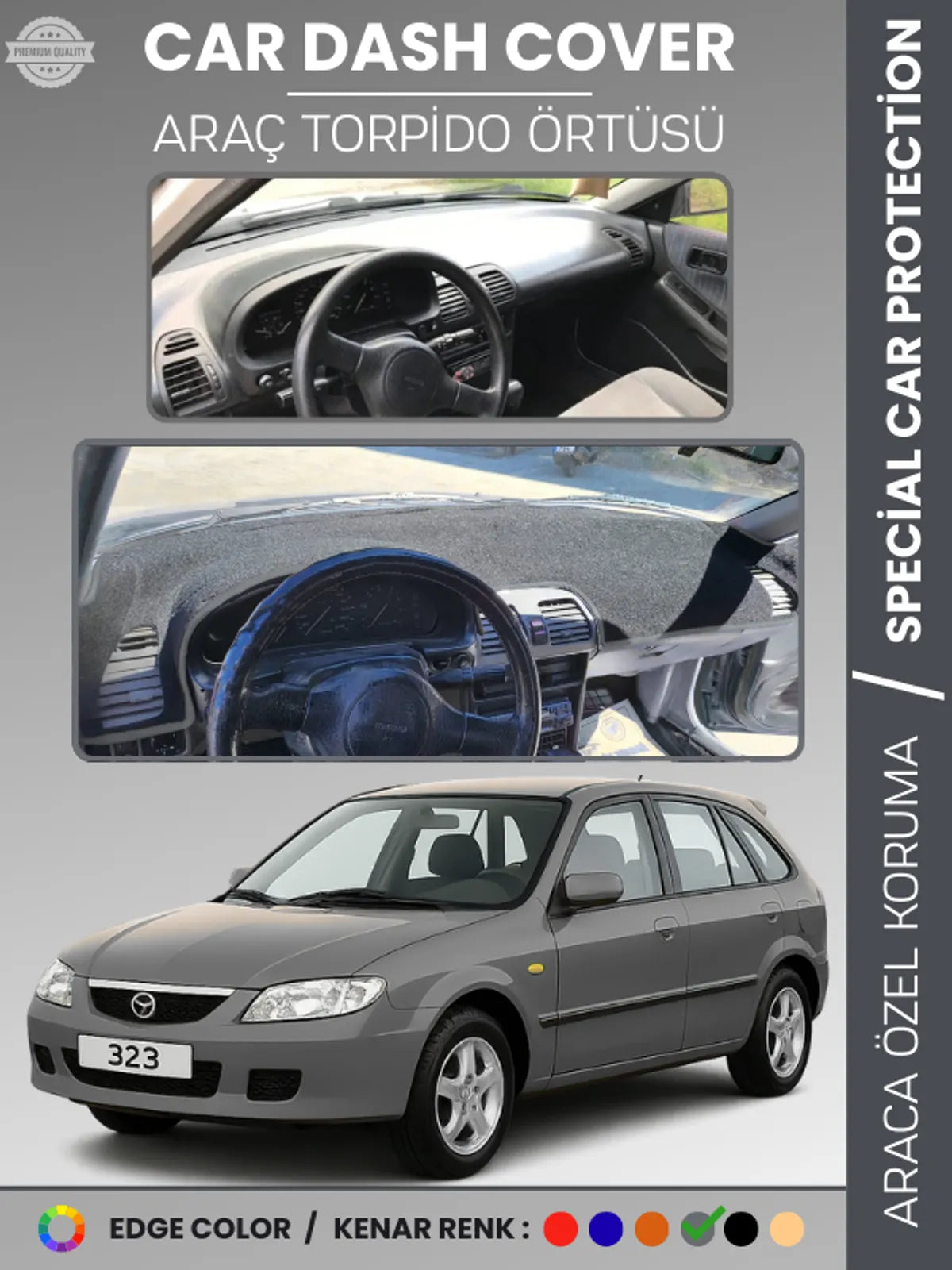 MAZDA 323 BJ HATCHBACK (1998-2003) Uyumlu Torpido Örtüsü Araca Özel Ön Göğüs Koruma