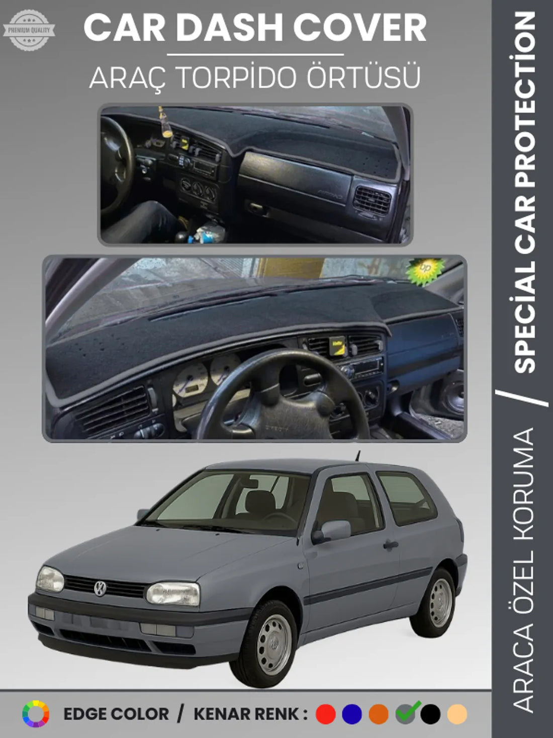 VOLKSWAGEN GOLF 3 (1991-1997) Uyumlu Torpido Örtüsü Araca Özel Ön Göğüs Koruma